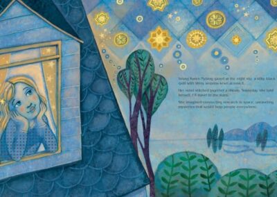 Interior page spread of Karen Nyberg's Book A Quilt of Stars