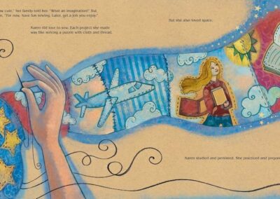 Interior page spread of Karen Nyberg's Book A Quilt of Stars