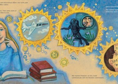 Interior page spread of Karen Nyberg's Book A Quilt of Stars