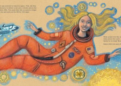Interior page spread of Karen Nyberg's Book A Quilt of Stars