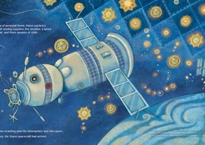 Interior page spread of Karen Nyberg's Book A Quilt of Stars
