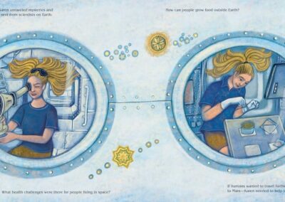 Interior page spread of Karen Nyberg's Book A Quilt of Stars
