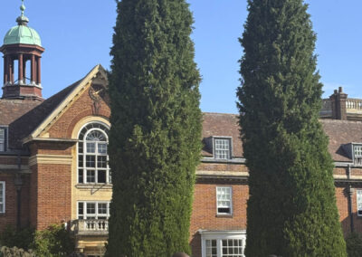 Oxford Scholars building with students out front.