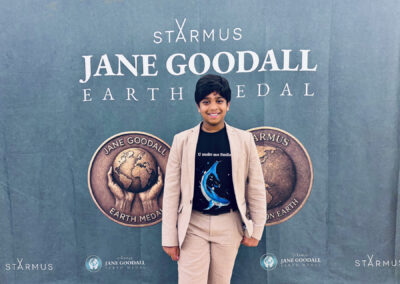 Aneeshwar Kunchala is an 11-year-old wildlife conservationist, science communicator, and wildlife presenter who was named the inaugural recipient of the Junior Jane Goodall Earth Medal by the STARMUS Festival and the Jane Goodall Institute.